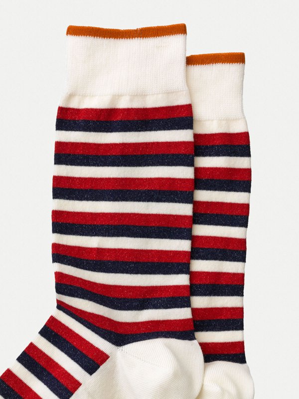 Chaussettes hautes rayées en coton bio - Olsson French