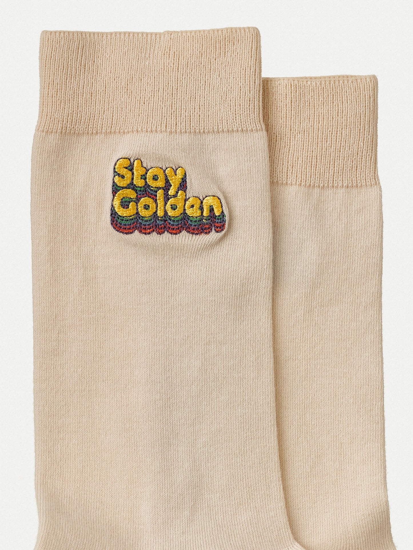 Chaussettes hautes écrues en coton bio et polyamide - olsson stay golden cream