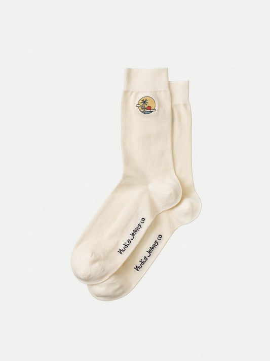 Chaussettes écru brodées - Olsson Sunset Offwhite offwhite