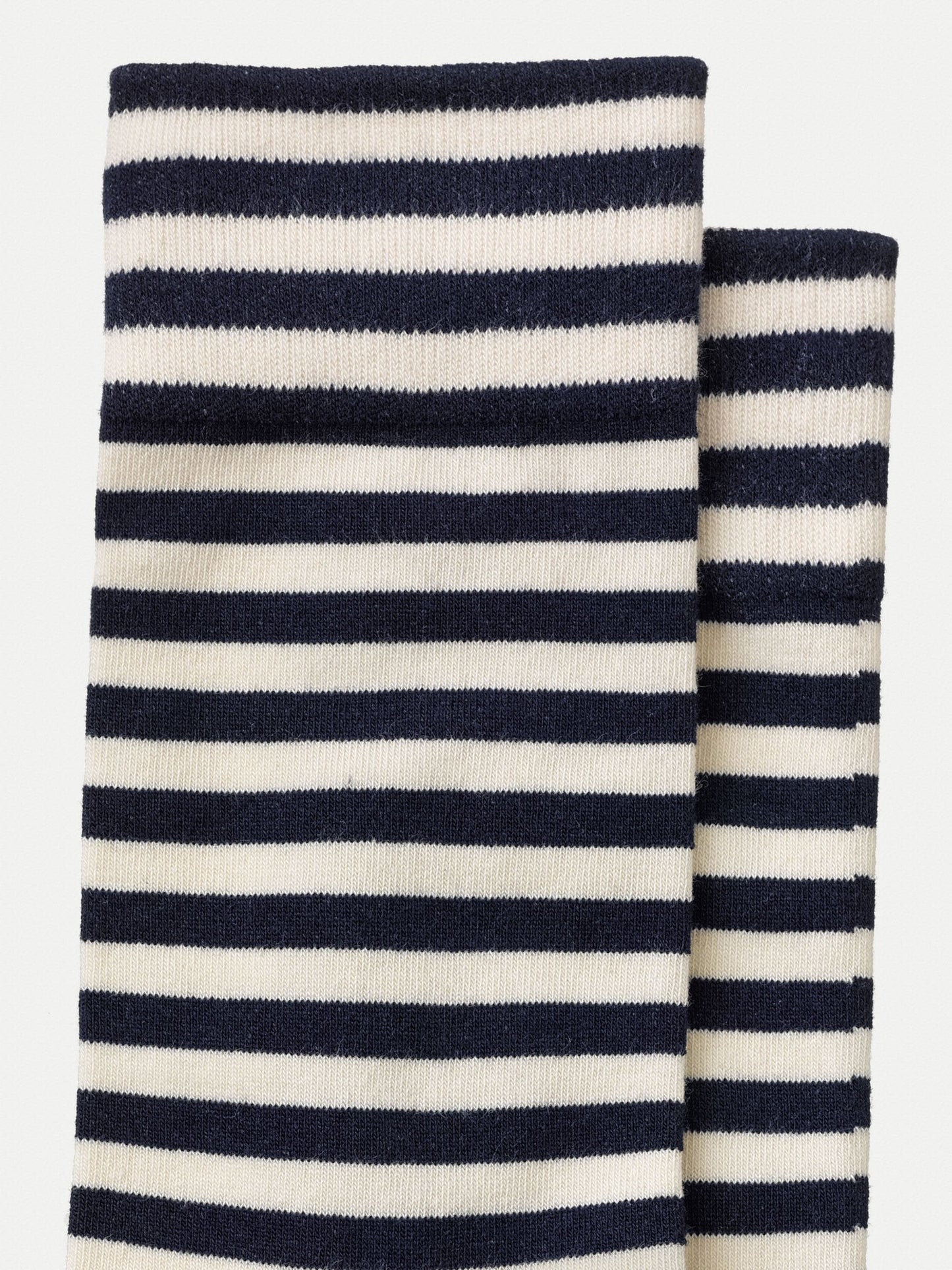 Chaussettes hautes rayées marine et blanc en coton bio - Olsson Breton