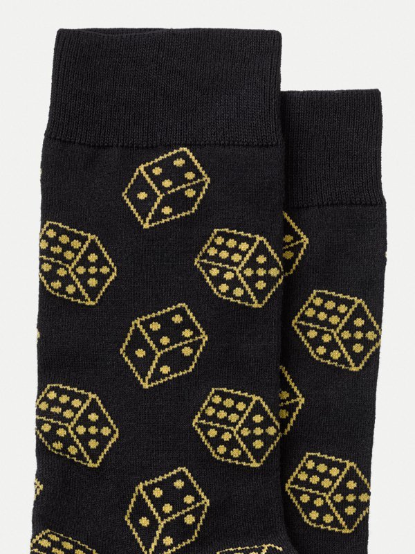 Chaussettes noires à motifs jaunes en coton bio - Olsson dices
