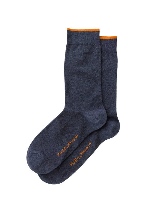 Chaussettes hautes marine en coton bio - olsson solid