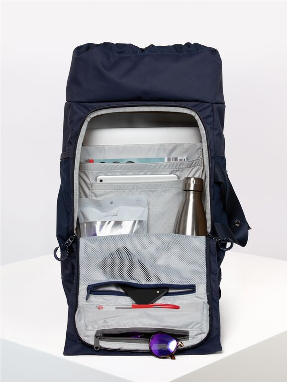 Sac à dos bleu marine en plastique recyclé - Blok Medium