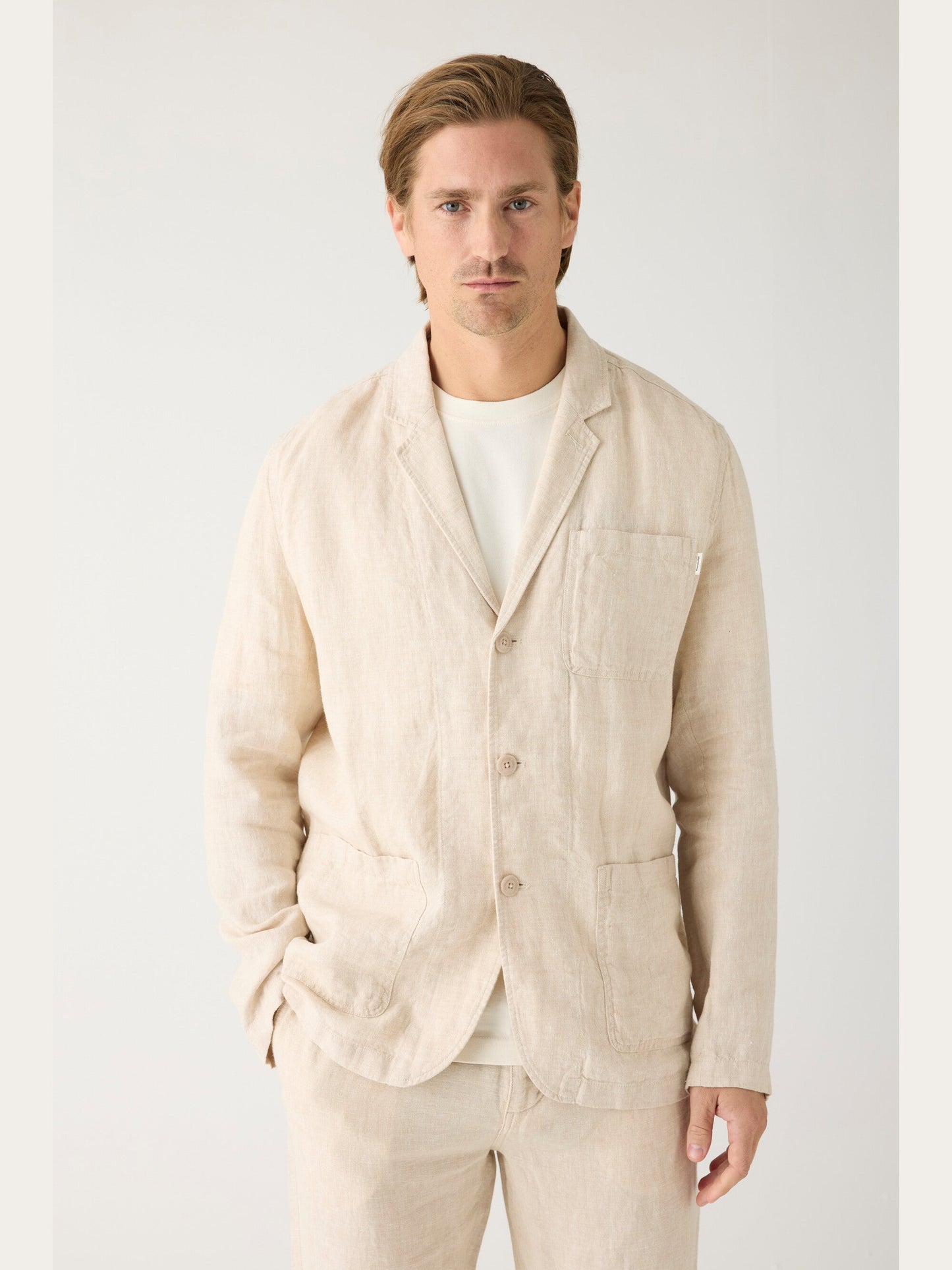 Blazer en lin biologique | beige "linen blazer - light feather gray"