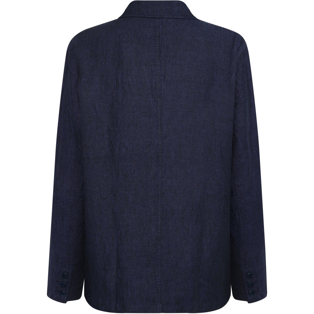 Blazer en lin bio | marine "linen blazer - total eclipse"
