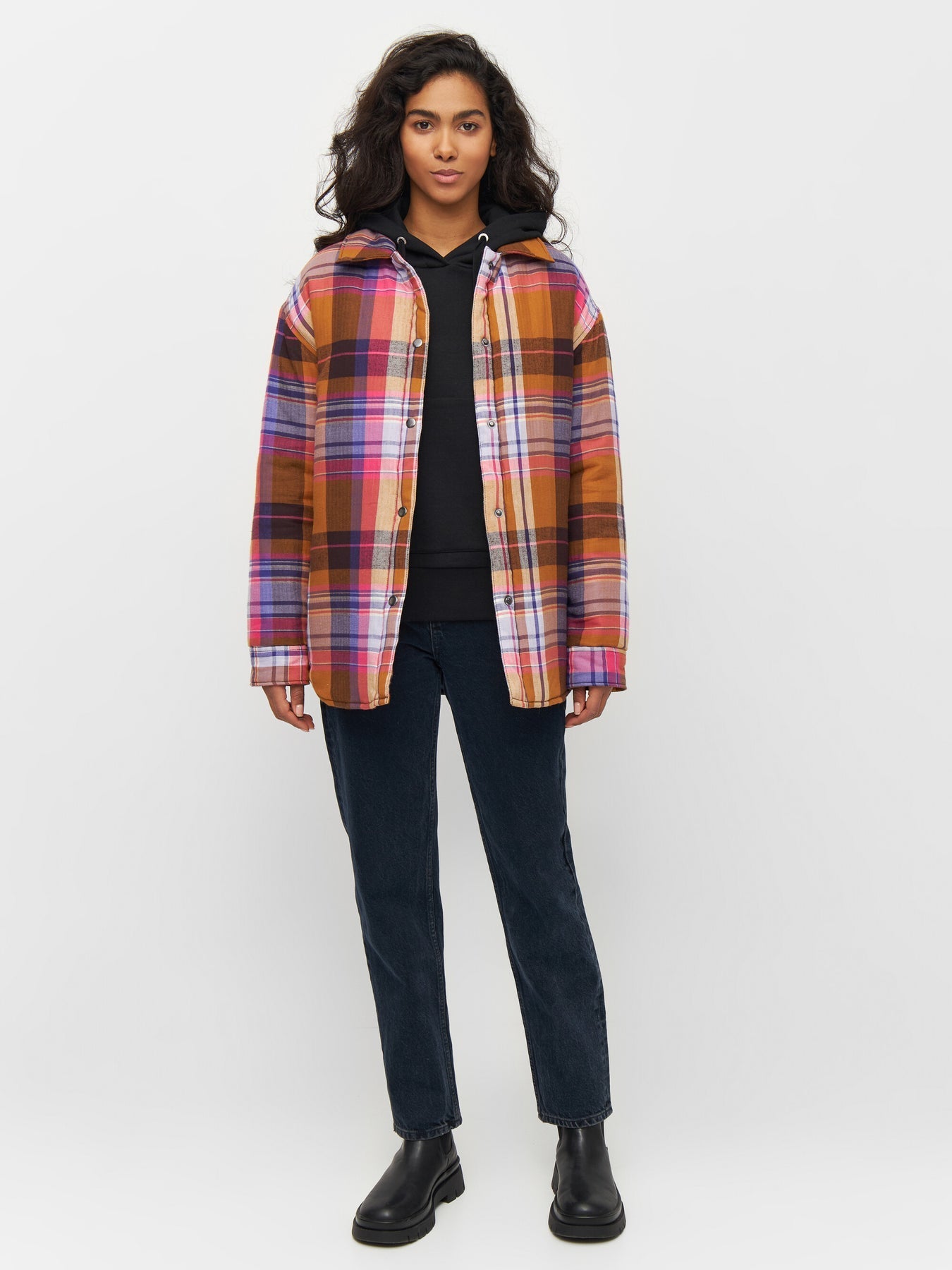Veste matelassée en coton bio et matière recyclée | Carreaux "overshirt multi check"