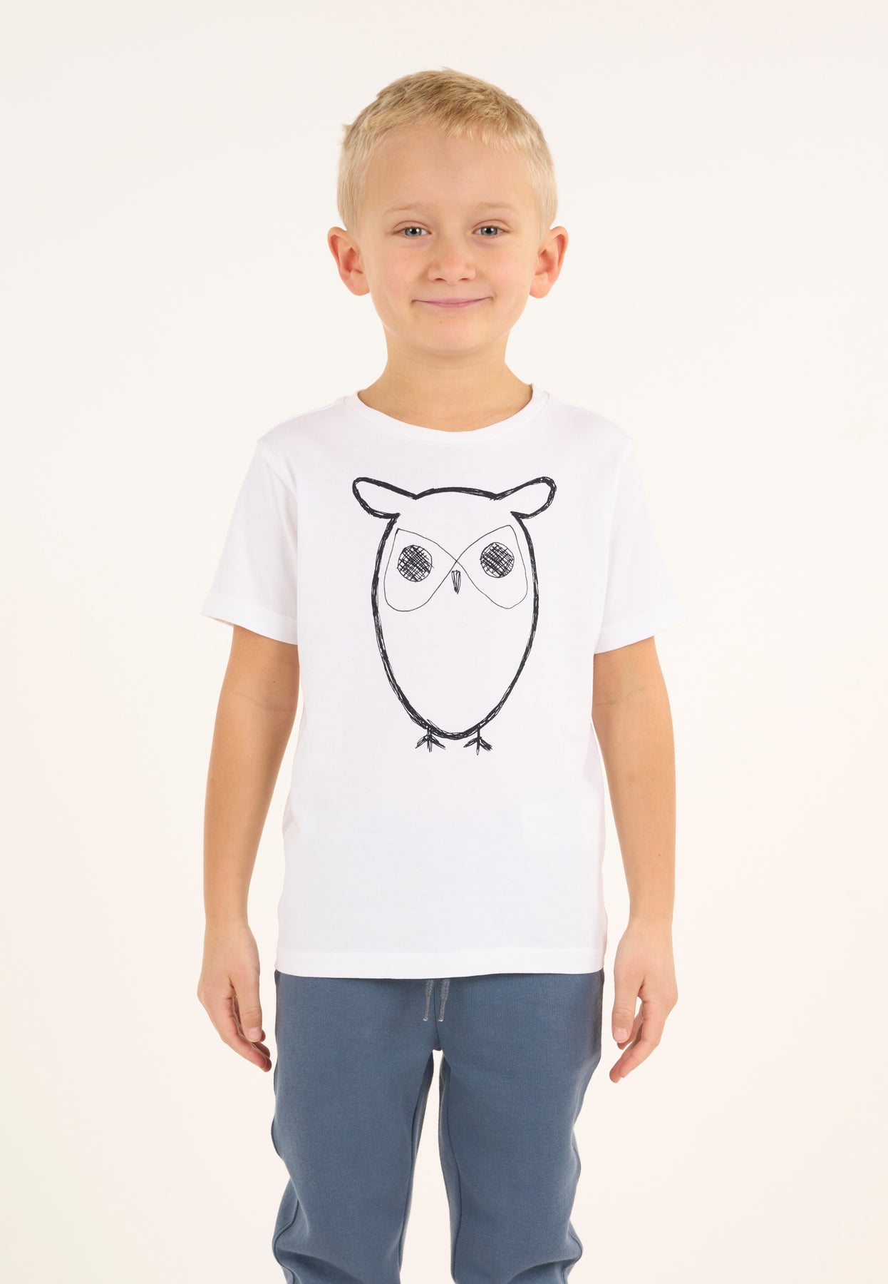 T-shirt blanc mixte en coton bio - big owl t-shirt bright white