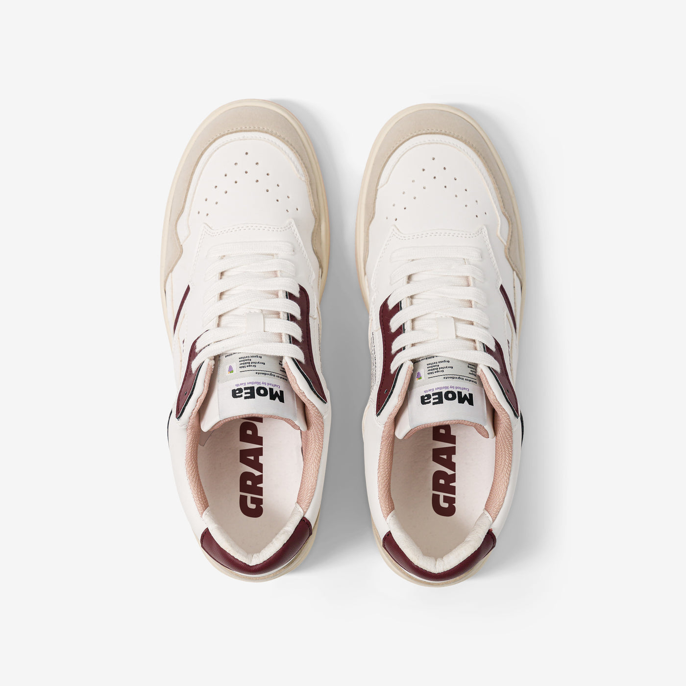 Baskets vegan en matière végétale | bordeaux "gen 1 suede grapes white and wine"