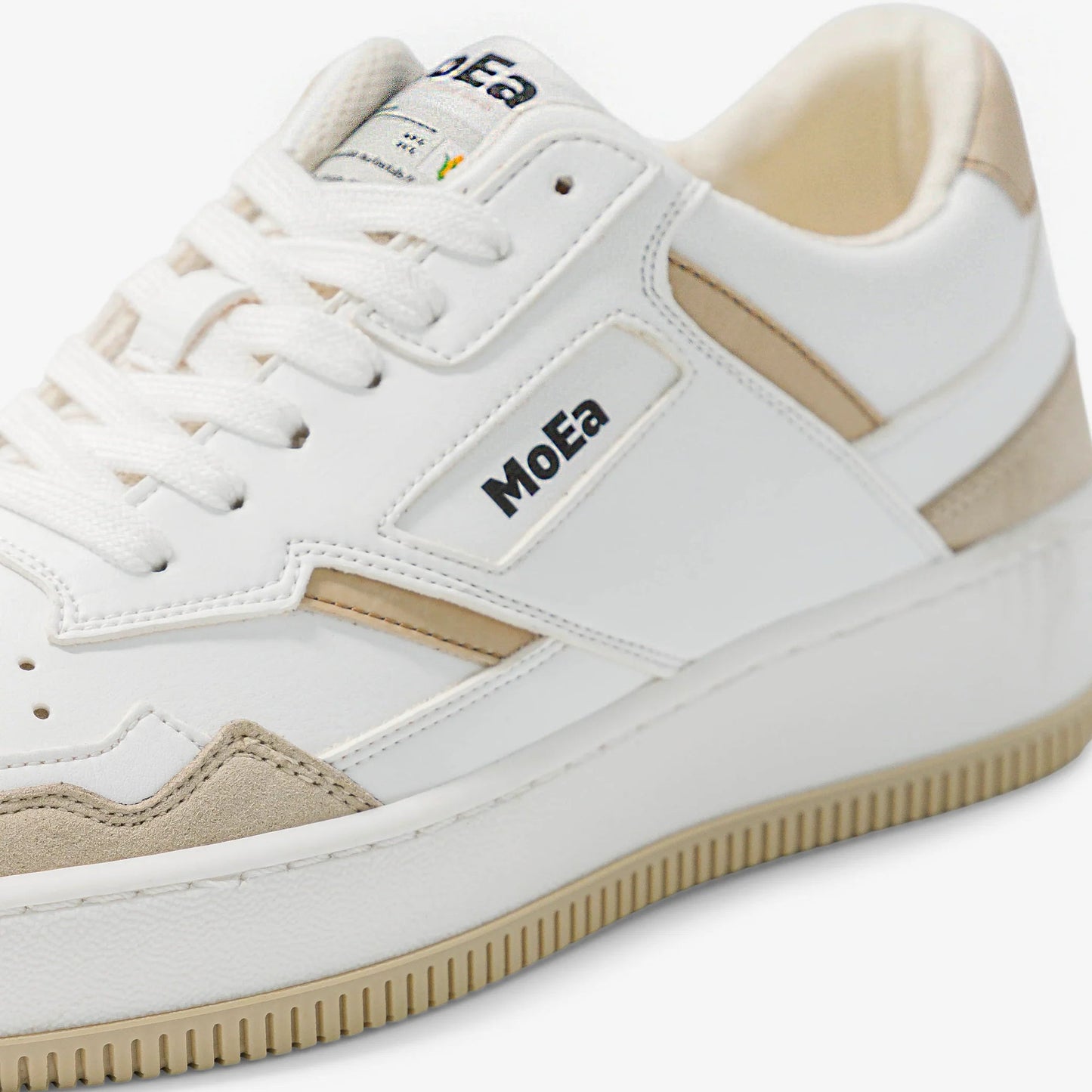 Baskets vegan en matière végétale | beige "gen1 corn white & beige suede"