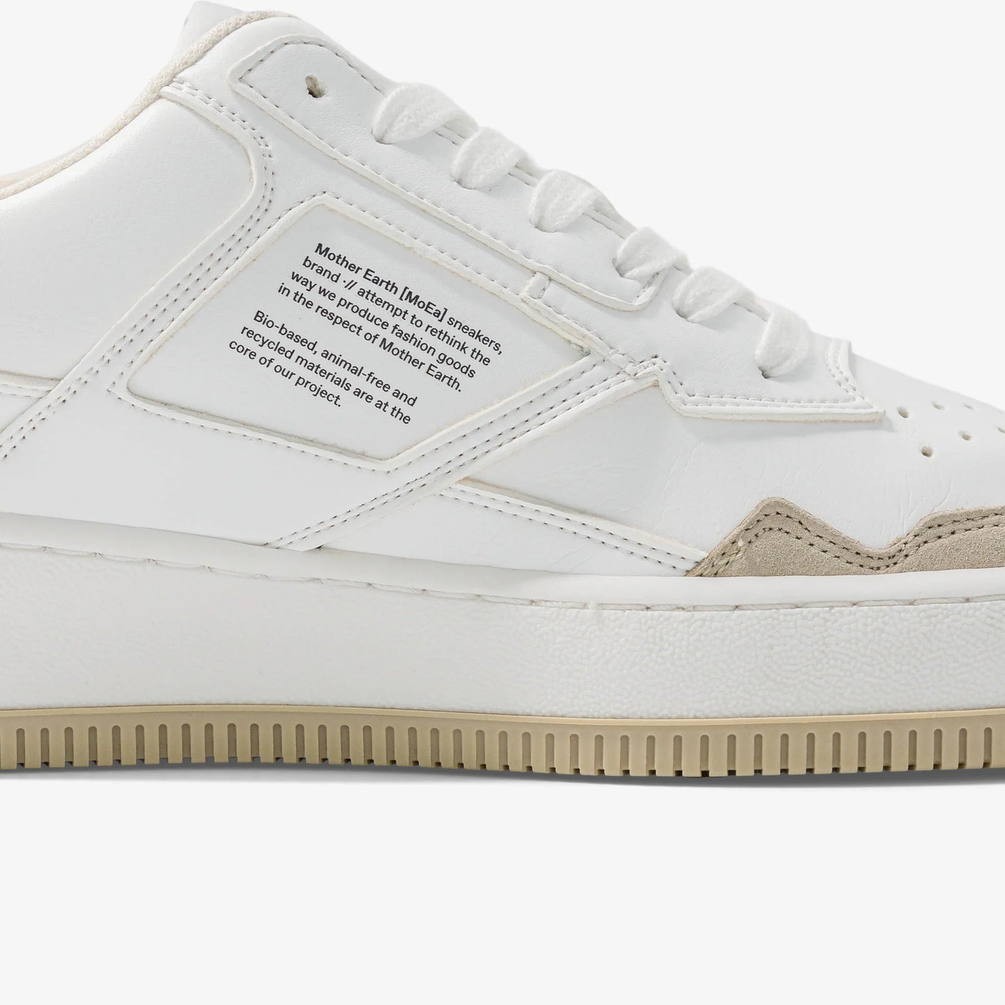 Baskets vegan en matière végétale | beige "gen1 corn white & beige suede"