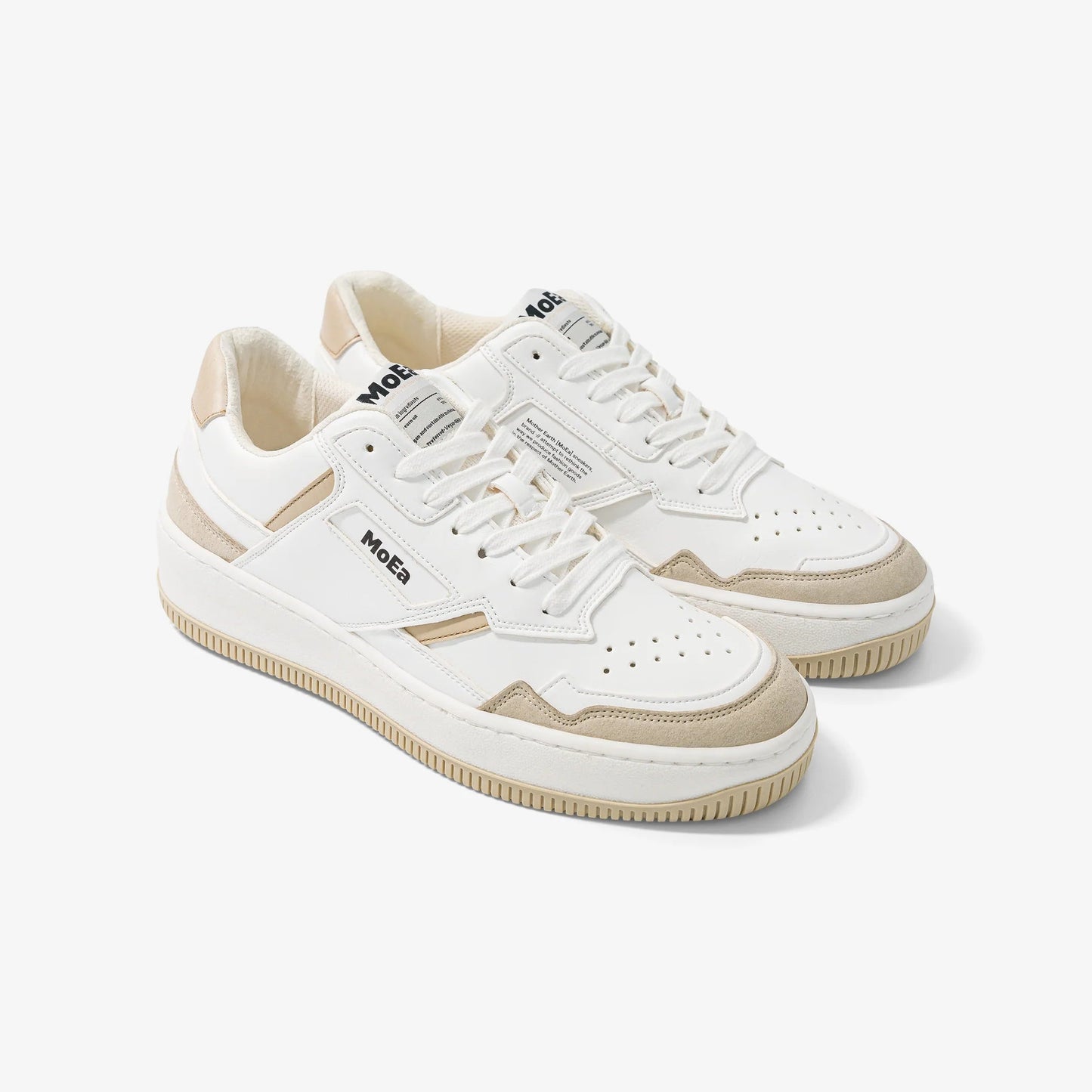 Baskets vegan en matière végétale | beige "gen1 corn white & beige suede"