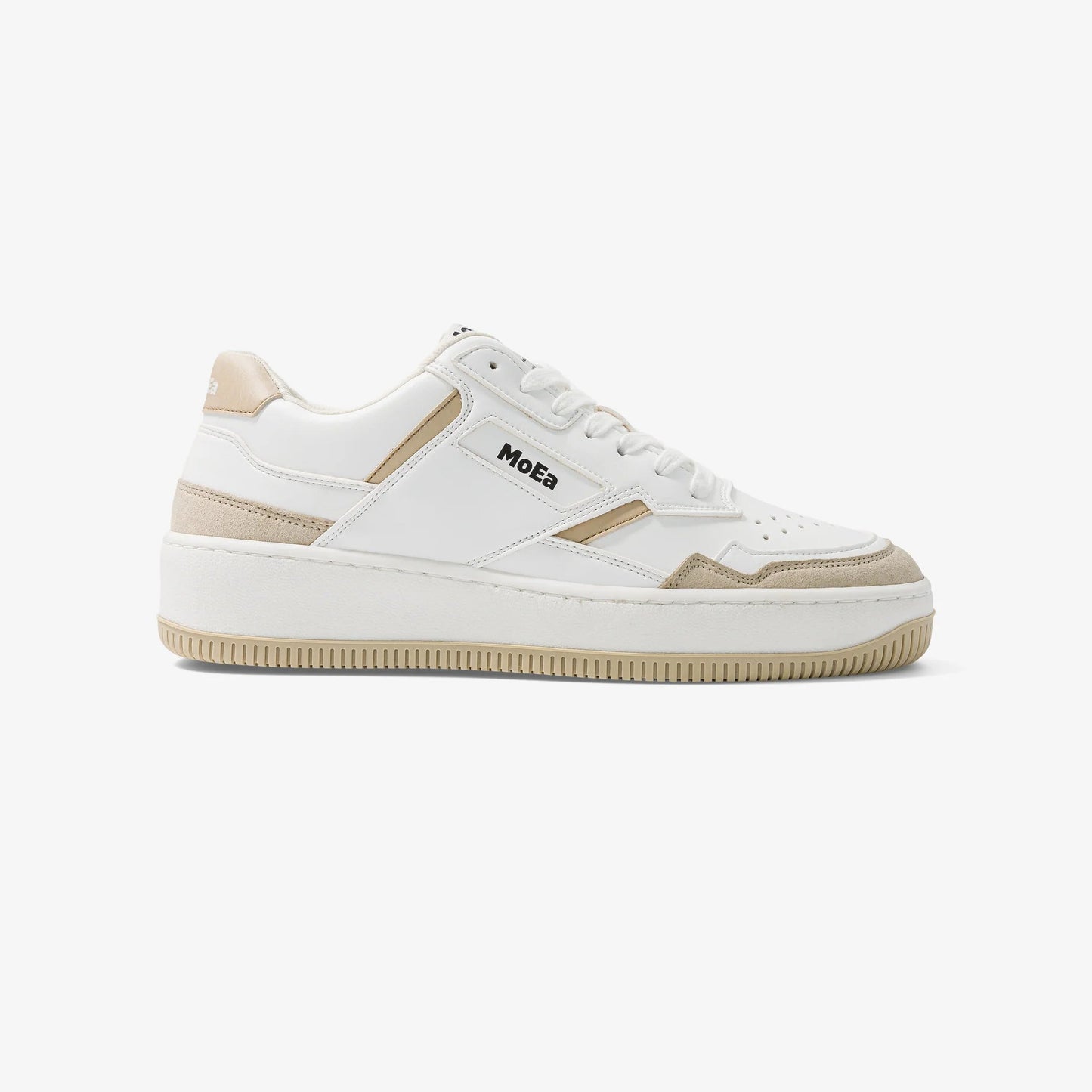 Baskets vegan en matière végétale | beige "gen1 corn white & beige suede"