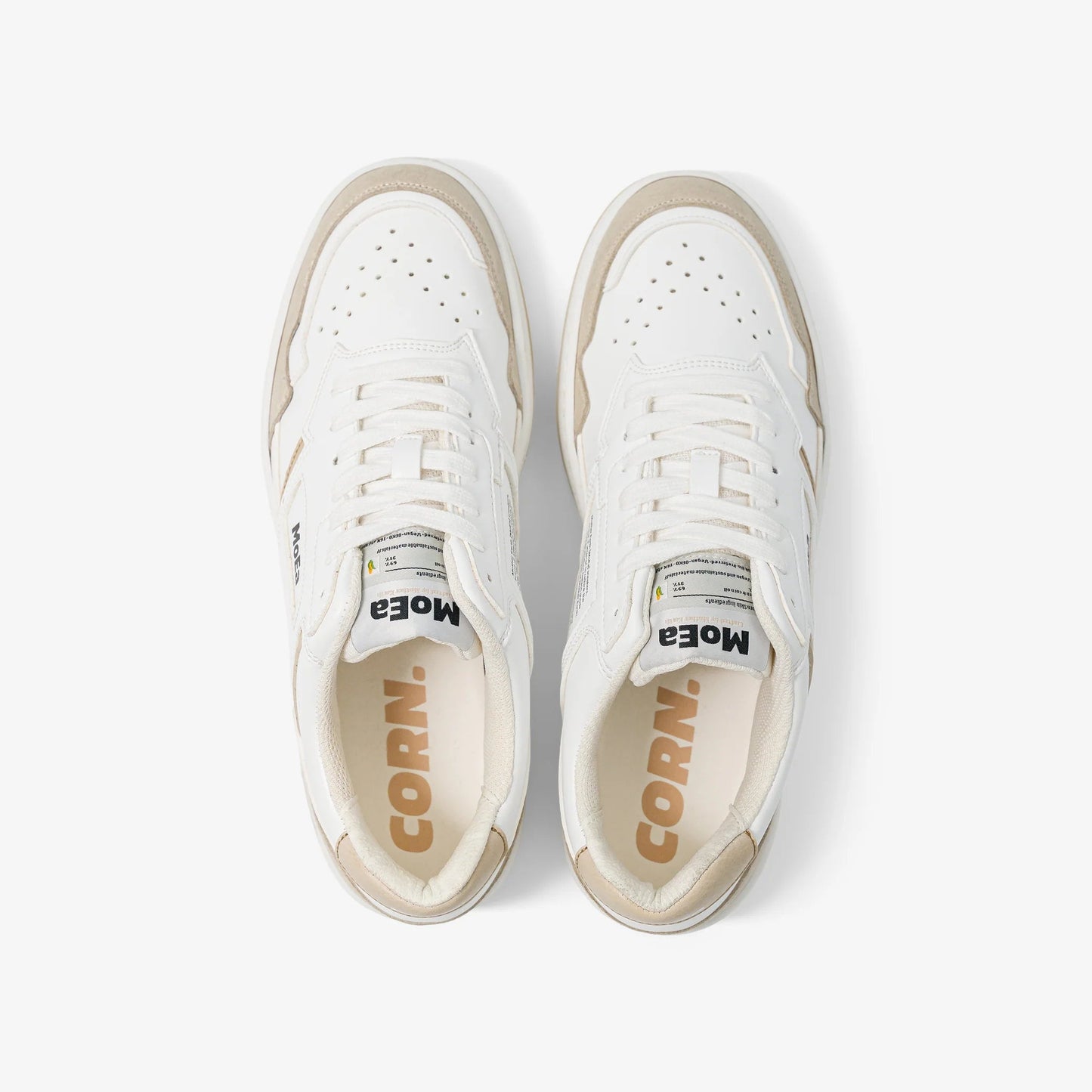 Baskets vegan en matière végétale | beige "gen1 corn white & beige suede"