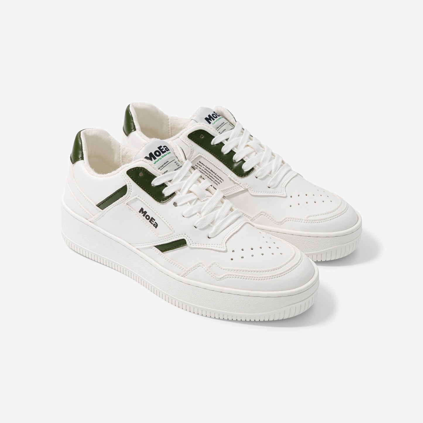 Baskets vegan en matières végétales | blanc "gen 1 white & green"