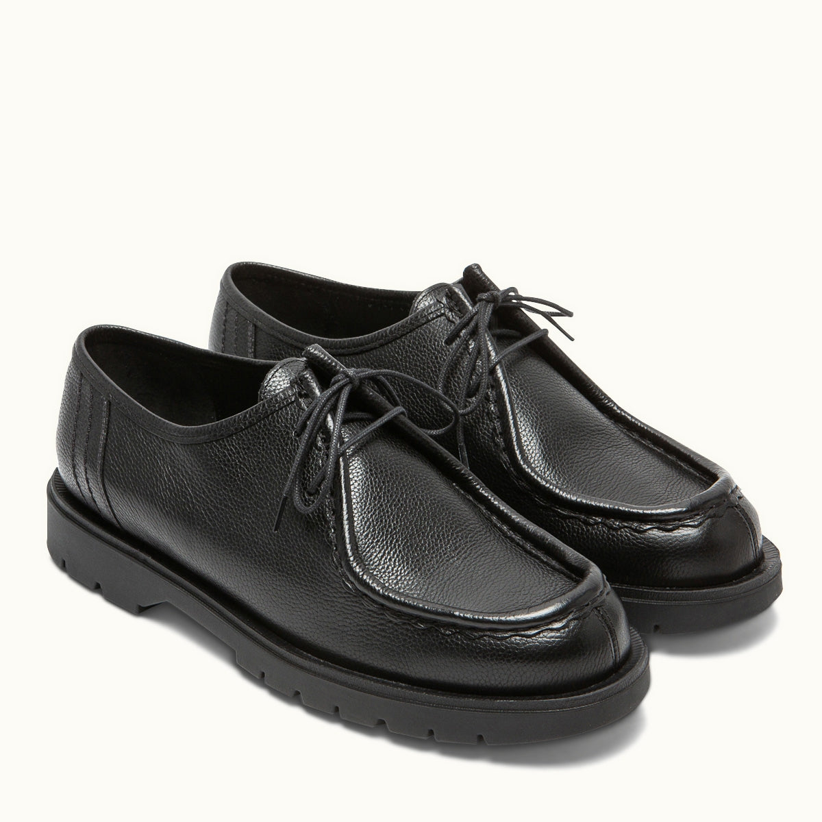 Derbies made in France en cuir grainé tannage végétal | Noir "padror g vgt noir"
