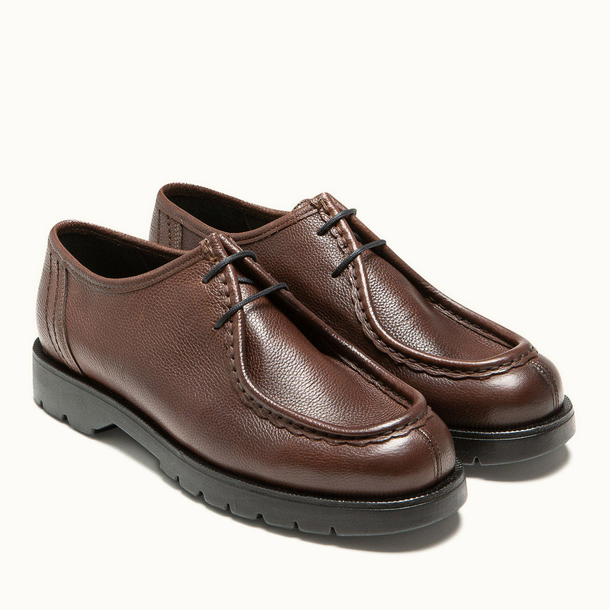 Derbies made in france en cuir grainé tannage végétal |  "padror g vgt café"