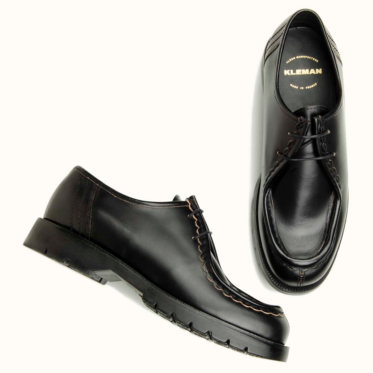 Derbies made in France en cuir tannage végétal | Noir "padror m vgt noir"