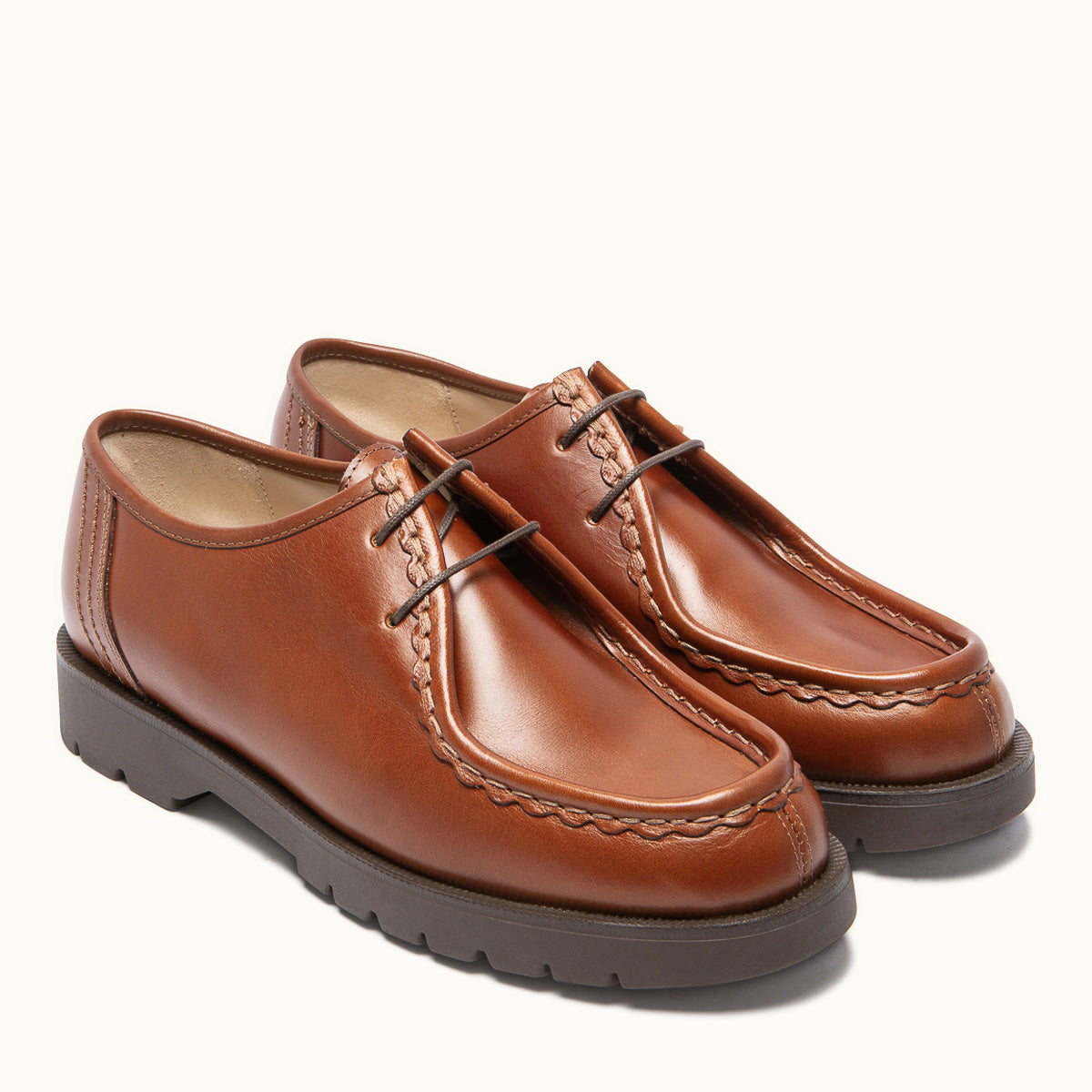 Derbies made in France en cuir tannage végétal  | Marron "padror marron vgt"