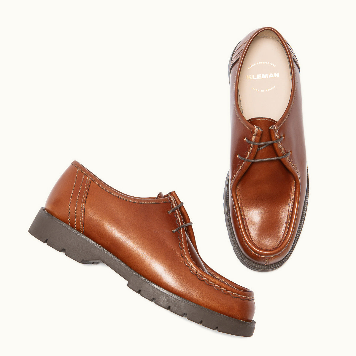 Derbies made in France en cuir tannage végétal  | Marron "padror marron vgt"