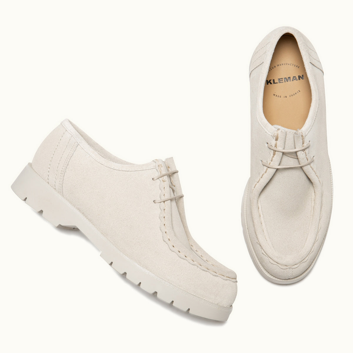 Derbies made in france en cuir certifié | écru "padror frost"