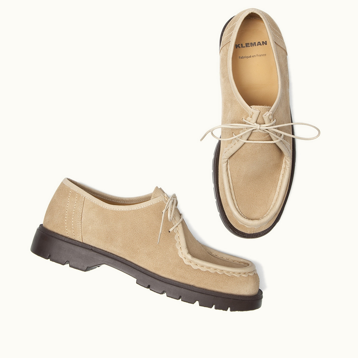 Derbies made in France en cuir suède certifié | beige "padror v beige"