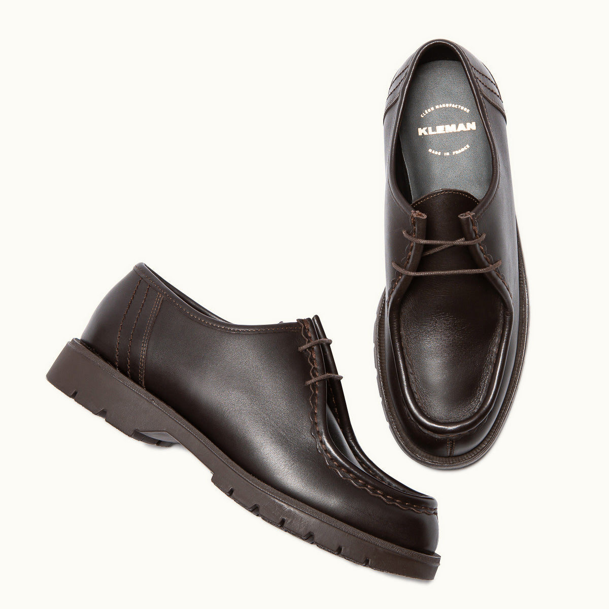 Derbies made in France en cuir certifié | Marron "padror marron"