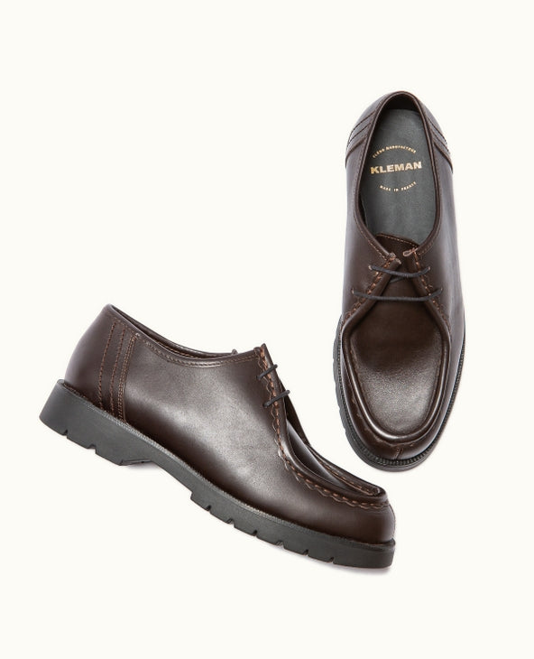Derbies made in France en cuir certifié | marron "padror marron noir"