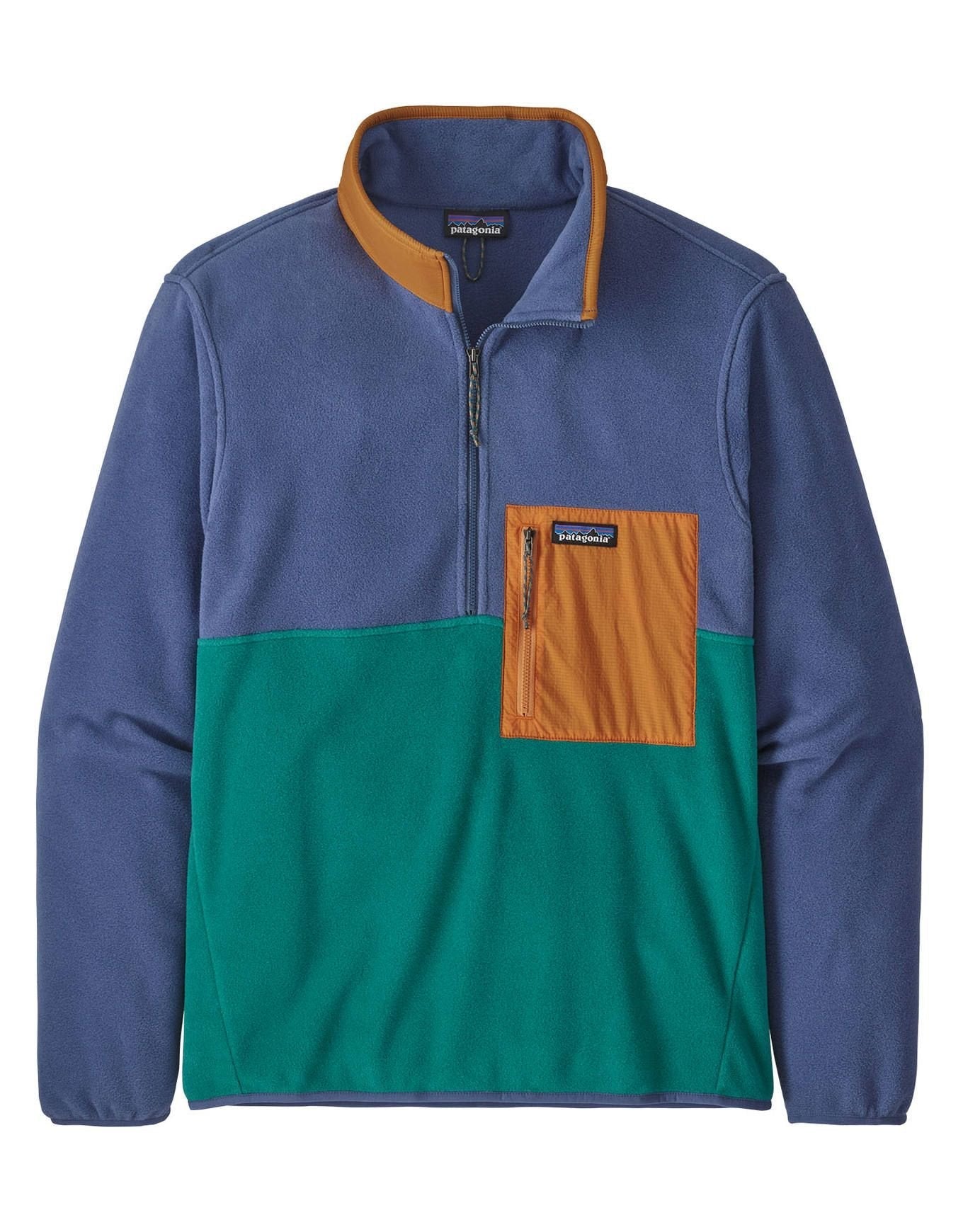 Polaire col zippé en recyclé | Tricolore "microdini borealis green"