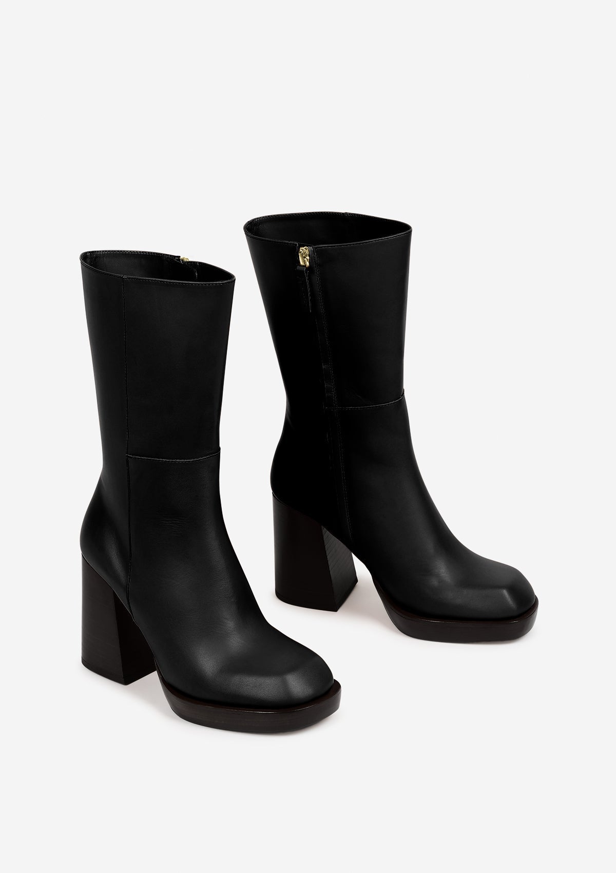 Bottes à talons en cuir certifié | Noir "patrona black"