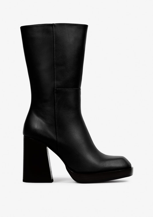 Bottes à talons en cuir certifié | Noir "patrona black"