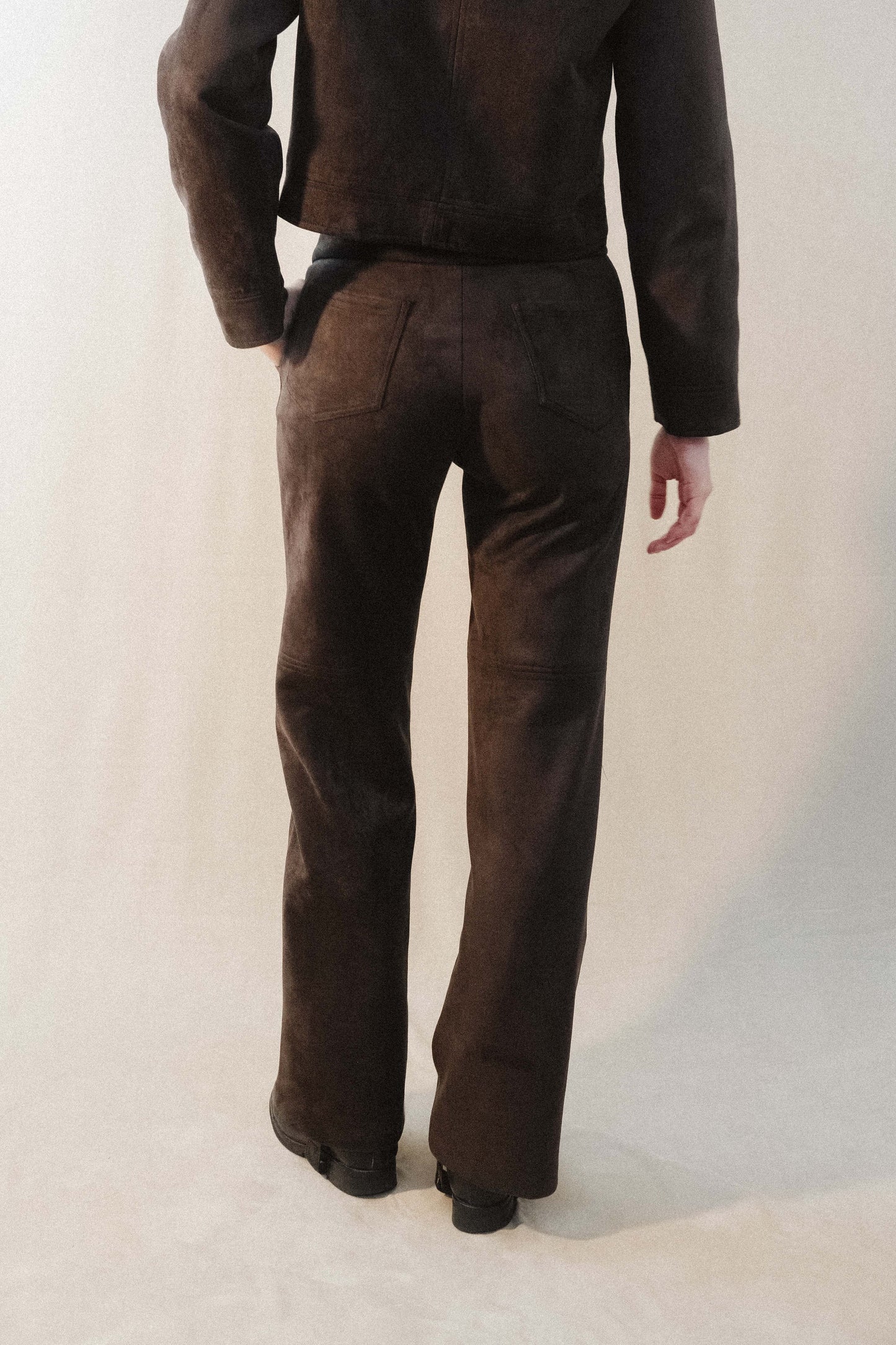 Pantalon made in france en daim upcyclé | marron "clothilde"