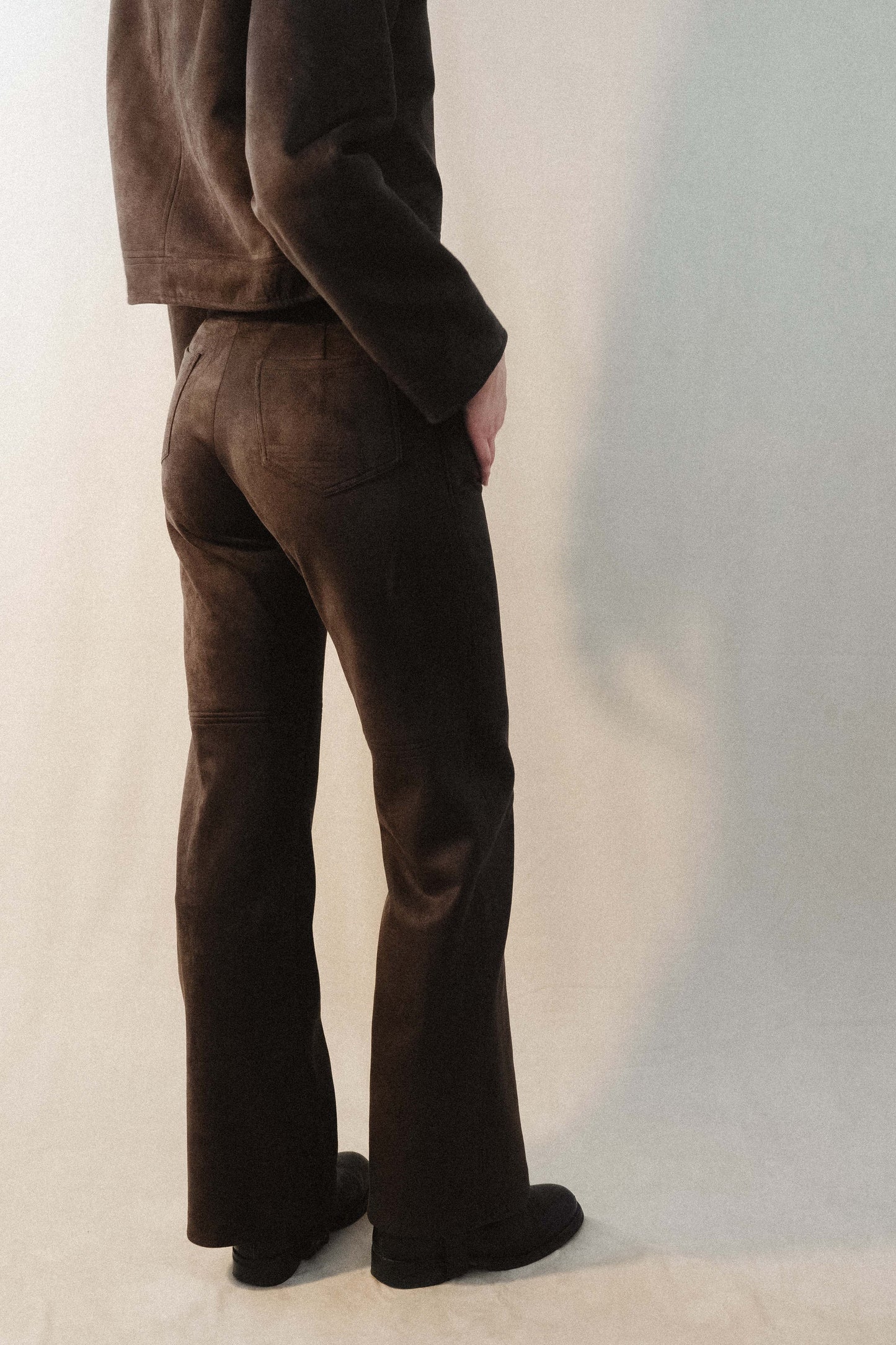 Pantalon made in france en daim upcyclé | marron "clothilde"