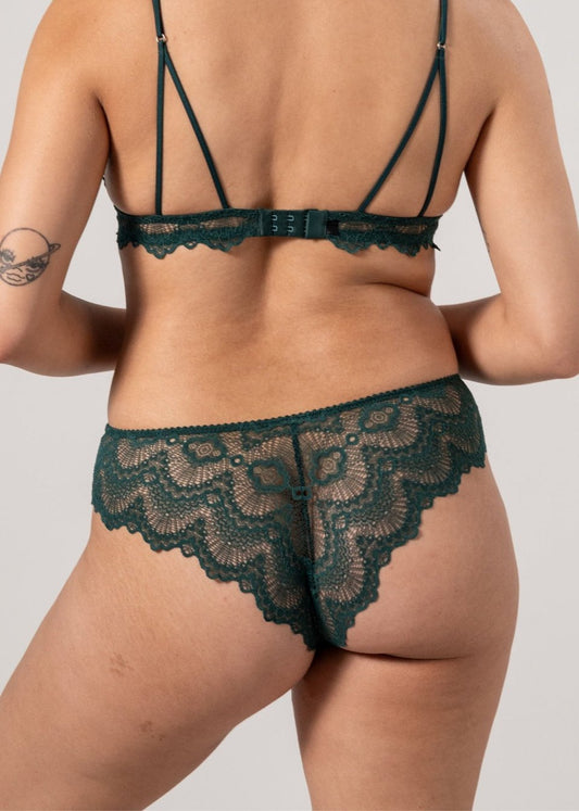 Culotte en coton biologique | vert "lace cheeky - pine"