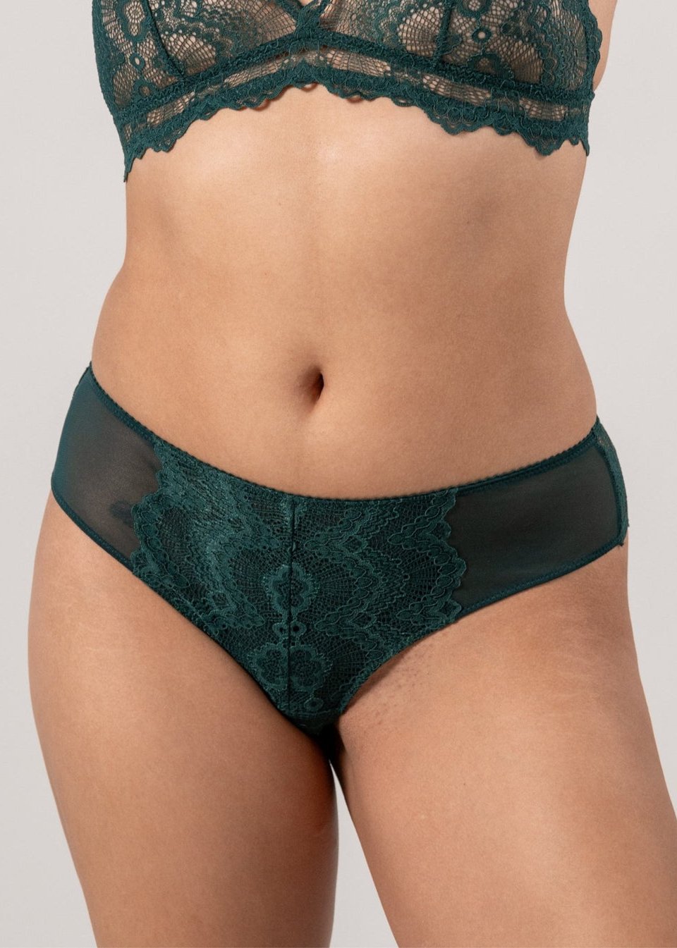 Culotte en coton biologique | vert "lace cheeky - pine"