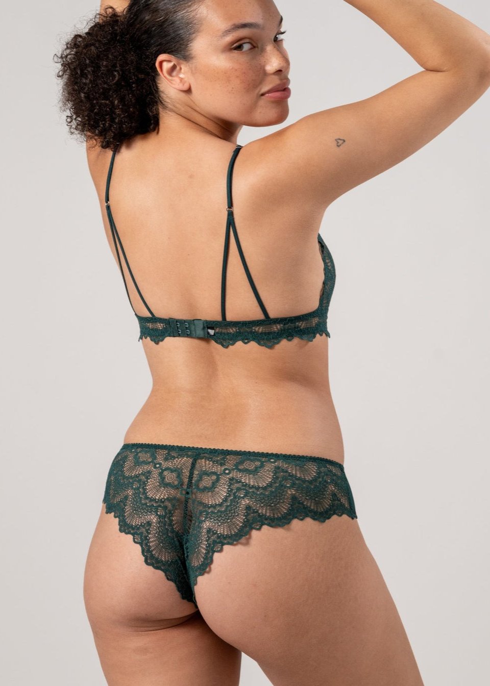 Culotte en coton biologique | vert "lace cheeky - pine"