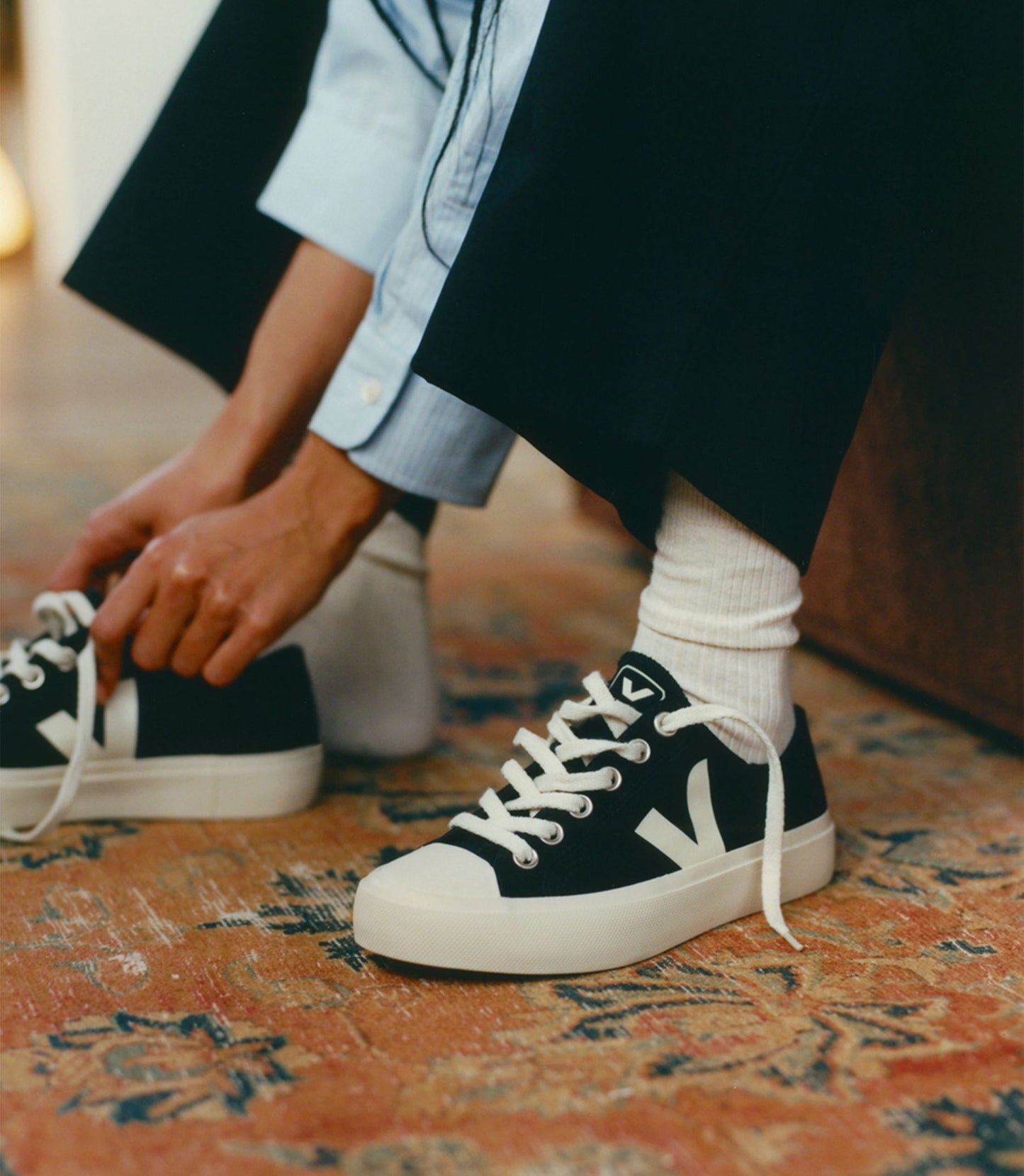Baskets basses en coton bio | noir "wata ii low canvas black pierre"