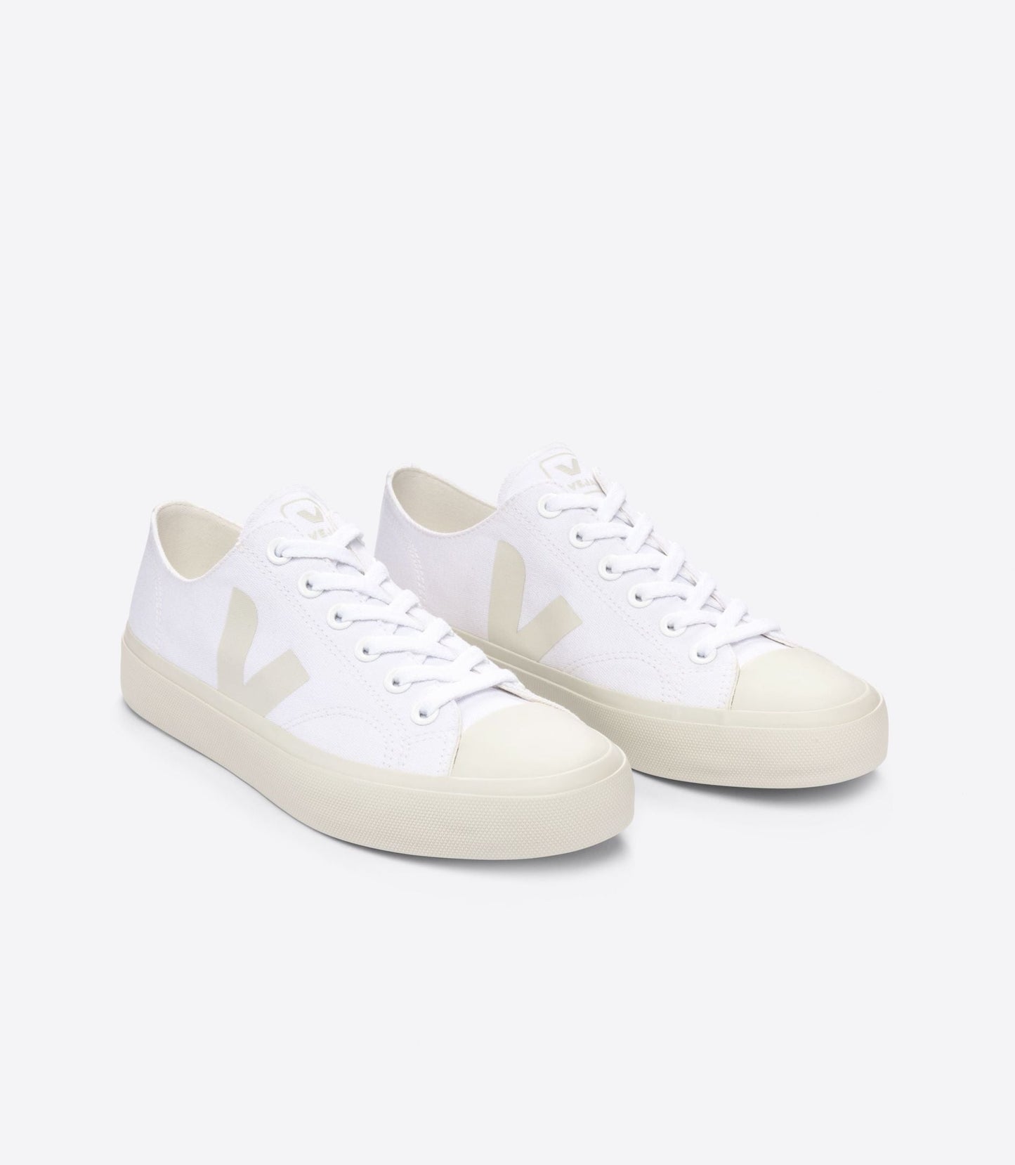 Baskets basses en coton bio | blanc et écru "wata ii low canvas white pierre"