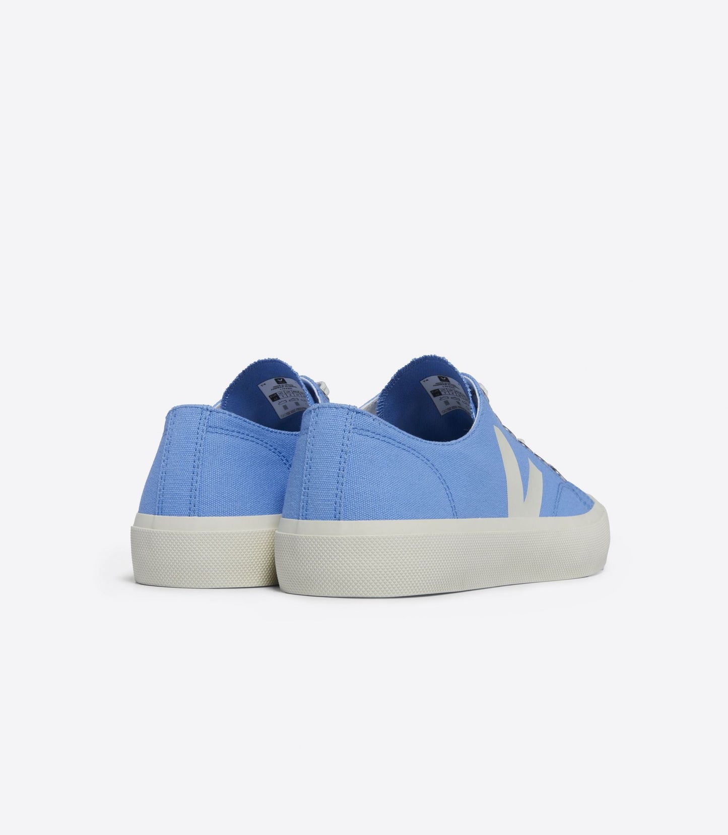 Baskets basses en coton bio | blanc et bleu "wata ii low canvas aqua_pierre"