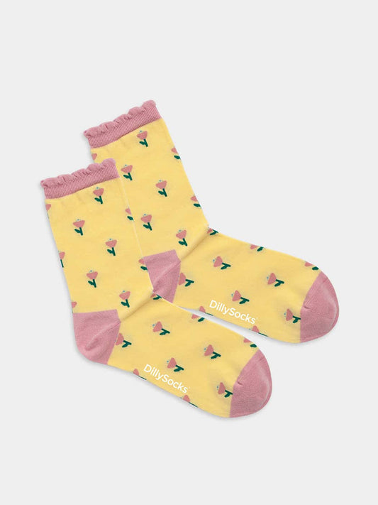 Chaussettes en coton bio | multicolore "yellow field of flowers"