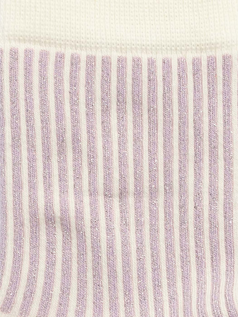 Chaussettes en coton bio | rayé lavande à paillettes "classic lavender stripes"