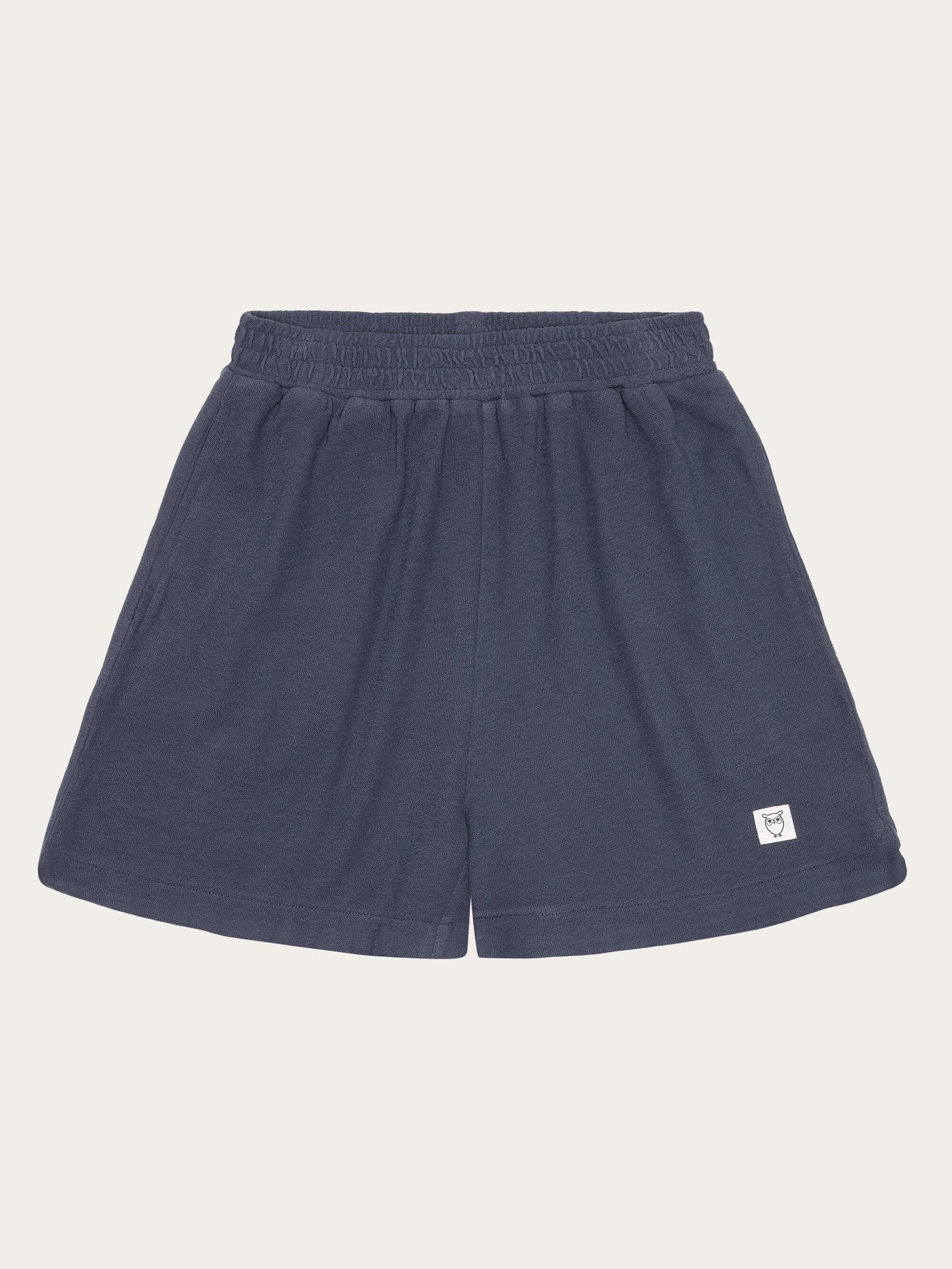 Short en coton biologique | bleu "posey elastic waist bouclé shorts vintage indigo"
