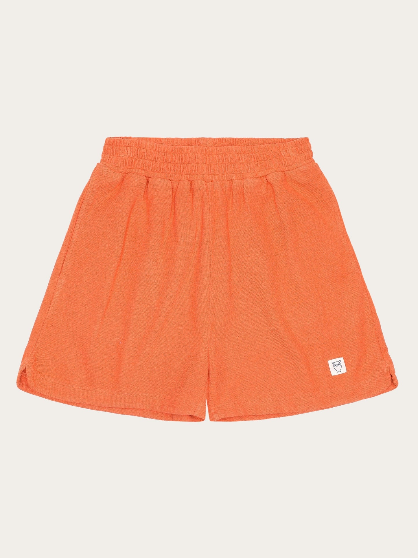 Short en coton biologique | rouge "posey elastic waist bouclé shorts - gots/vegan - 1481 langoustino"
