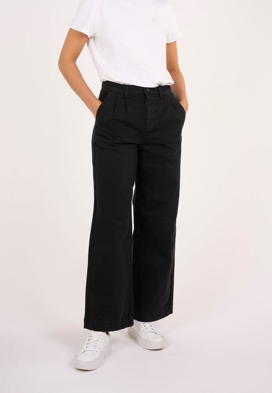 Pantalon ample noir twill en coton bio - twill pants black jet