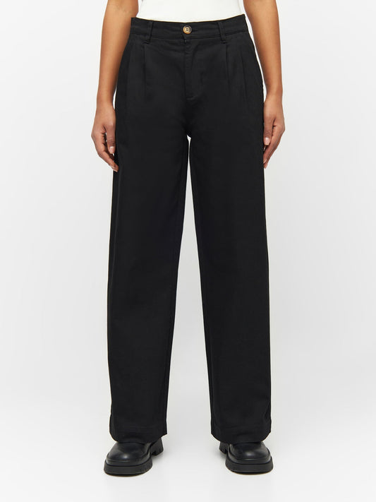 Pantalon ample en sergé de coton bio | Noir "posey wide twill pants black jet"