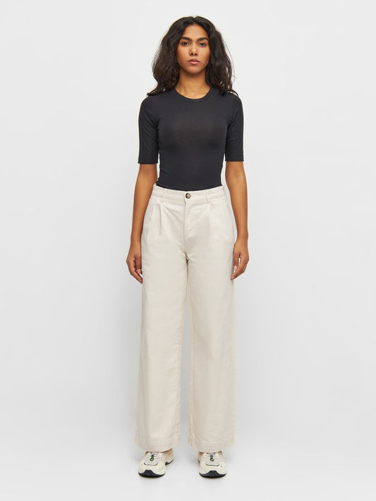 Pantalon ample en sergé de coton bio | Beige "posey wide twill pants buttercream"