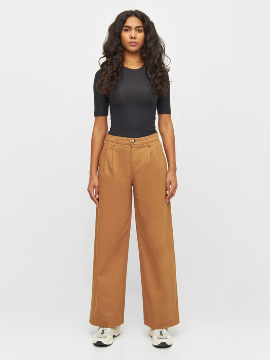 Pantalon ample en sergé de coton bio | Marron "posey wide twill brown sugar"