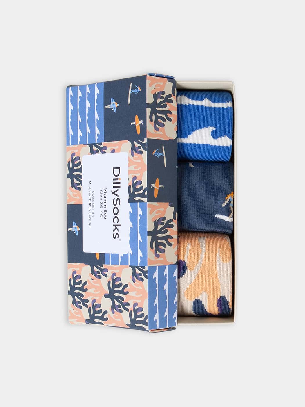 Pack 3 paires de chaussettes en coton bio | multicolore vitamin sea