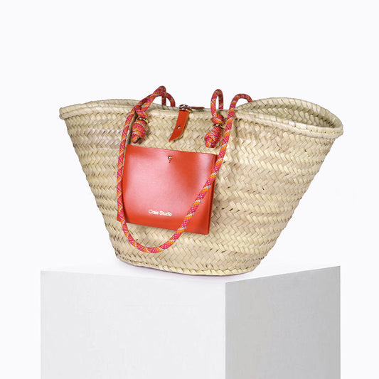 Panier en jute et cuir certifié | calanques - rouge lips