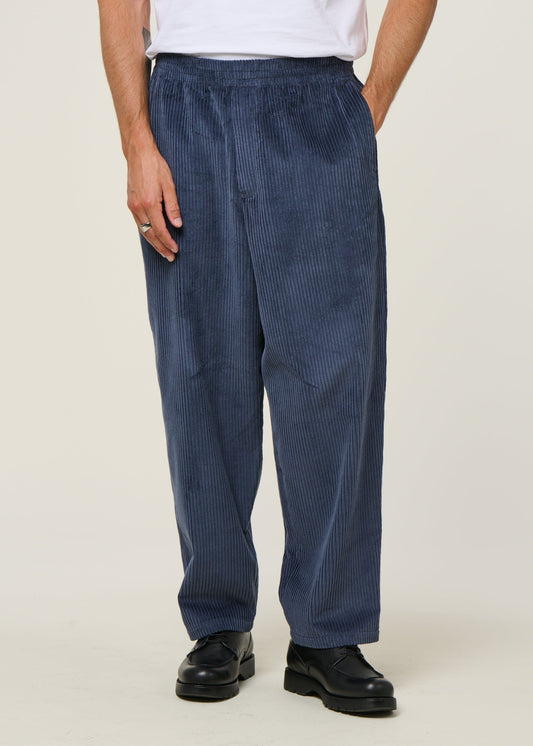 Pantalon large velours côtelé en coton bio | bleu 'cord wide pant - stone blue'