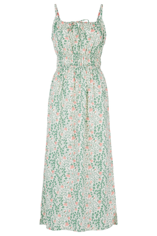 Robe verte fleurie en coton bio - v&a harebell strappy dress multi coloured